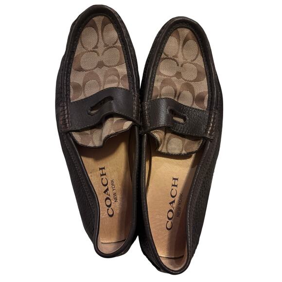 Coach Other - Coach Neal Leather Driving Loafers Size 8.5 Brown Signature Slip On Flats